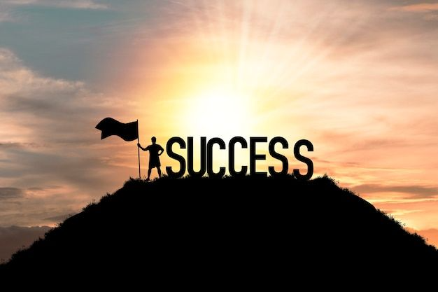 Premium Photo Silhouette man standing and holding flag